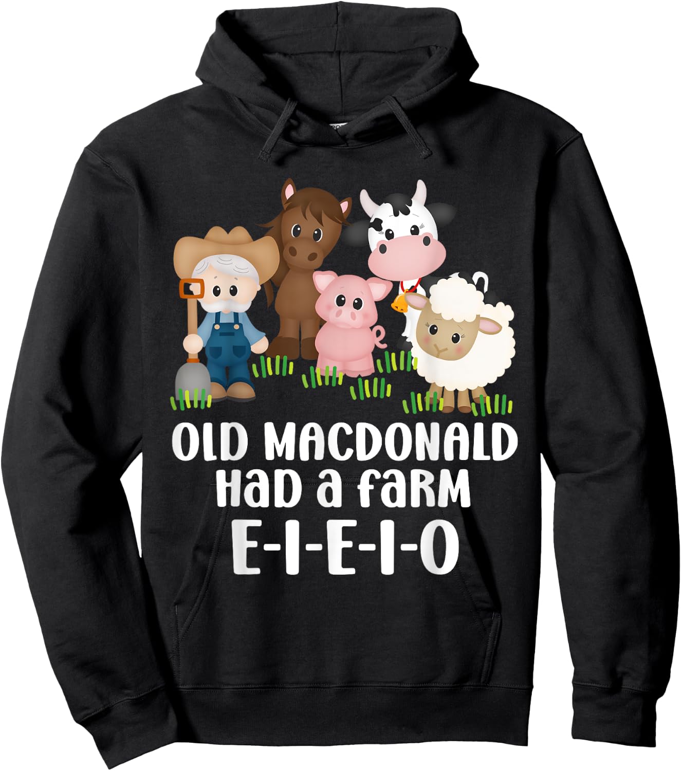 Old MacDonald Had a Farm E-I-E-I-O Nursery Song Toddler Kids Hoodie - Hoodie | Black