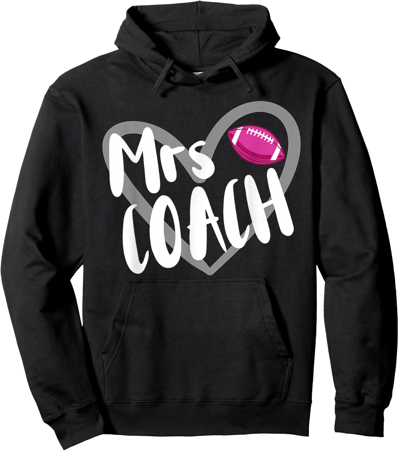 Funny Football Mrs Coach Wife Heart Hoodie - Hoodie | Black