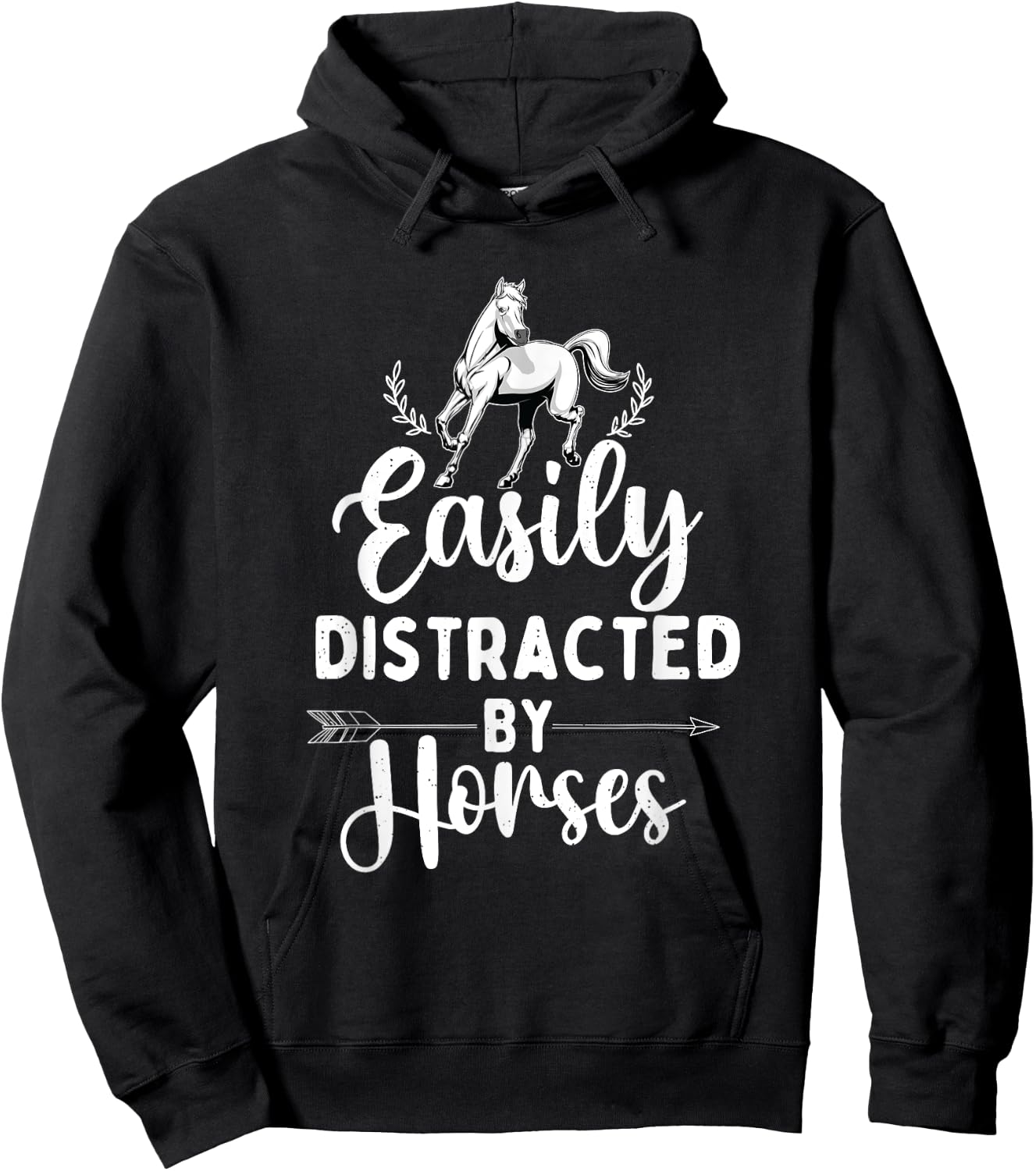 Easily Distracted By Horses - Horse Lover Horseback Riding Hoodie - Hoodie | Black