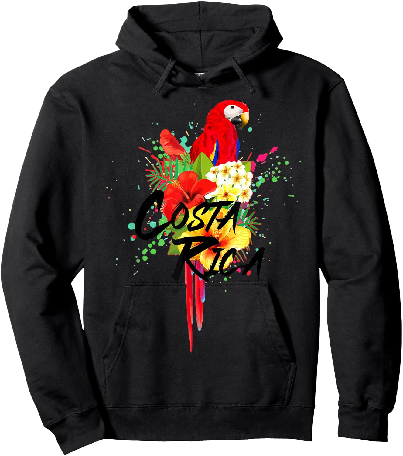 Costa Rica Souvenirs Parrot Tropical Bird Vintage Hoodie - Hoodie | Black