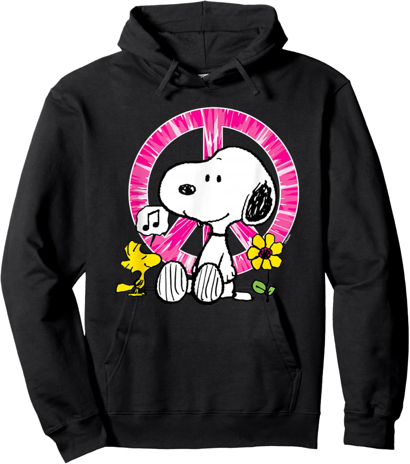 Peanuts - Snoopy Woodstock Peace Sign Hoodie - Hoodie | Black