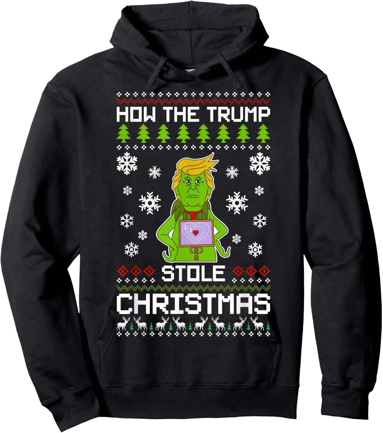 How The Trump Stole Christmas Funny Ugly Christmas Hoodie - Hoodie | Black