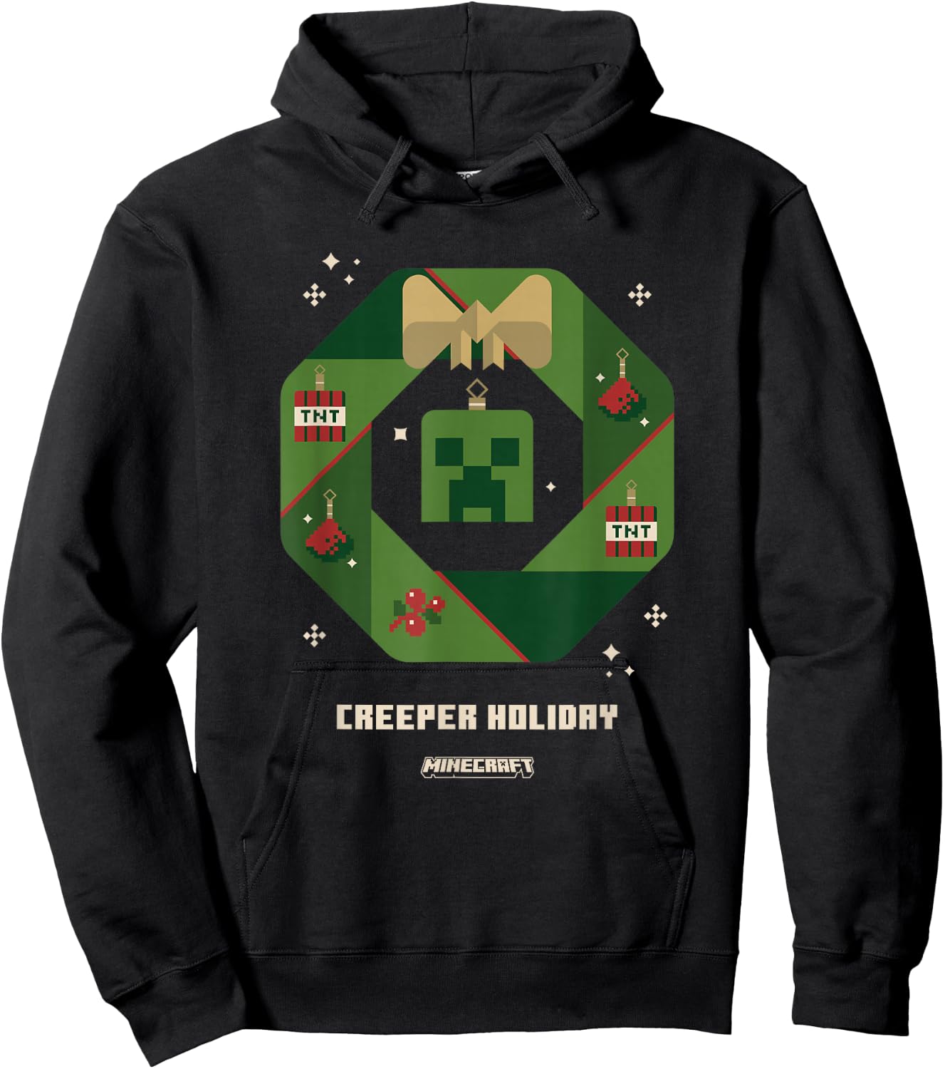 Minecraft Christmas Creeper Holiday Xmas Crown Portrait Hoodie - Hoodie | Black