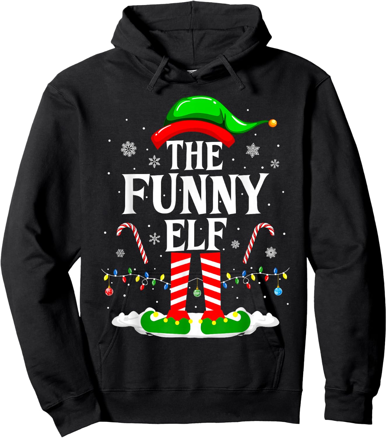 The Funny Elf Xmas Funny Matching Family Group Christmas Hoodie - Hoodie | Black