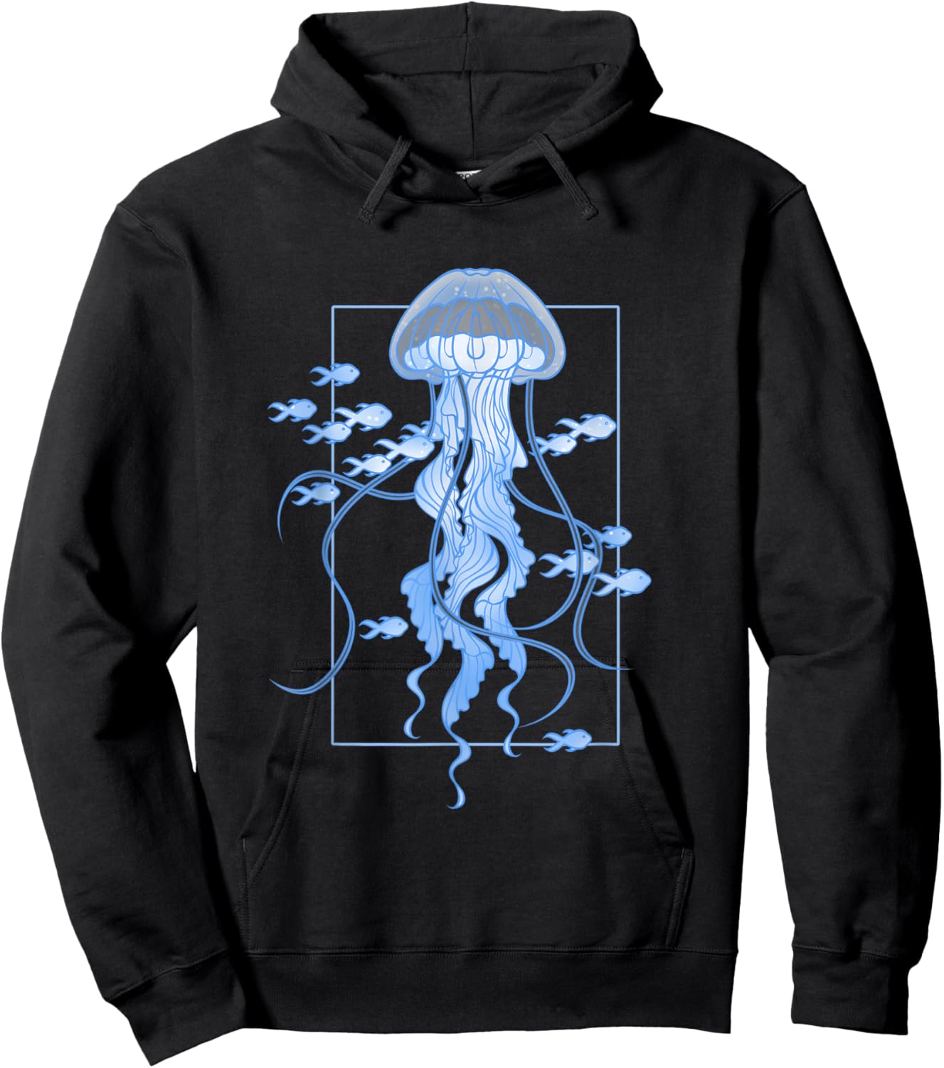 Jellyfish and Fishes Graphic in Sea Hoodie - Hoodie | Black