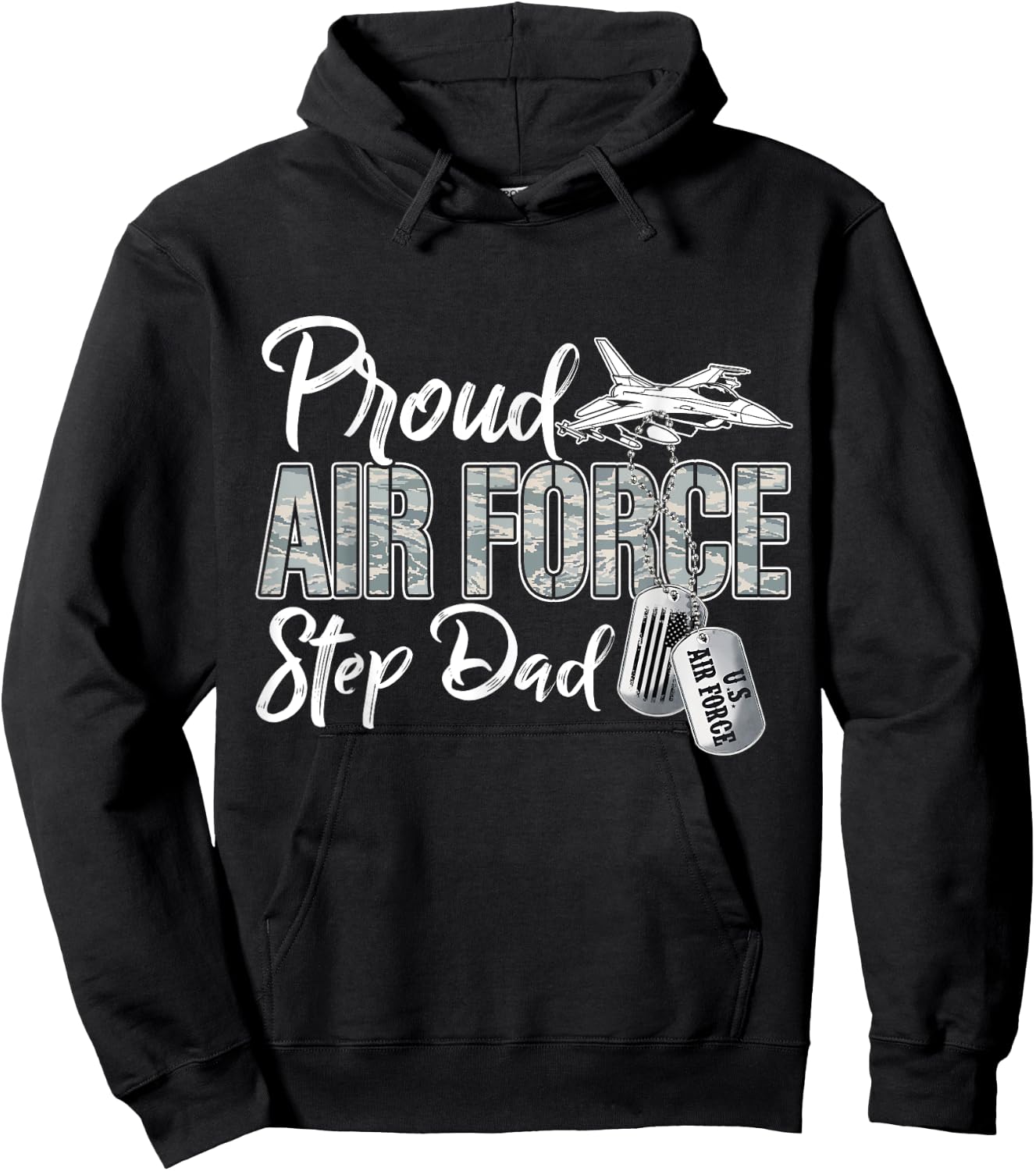 Proud Air Force Step Dad Air Force Graduation USAF Step Dad Hoodie - Hoodie | Black
