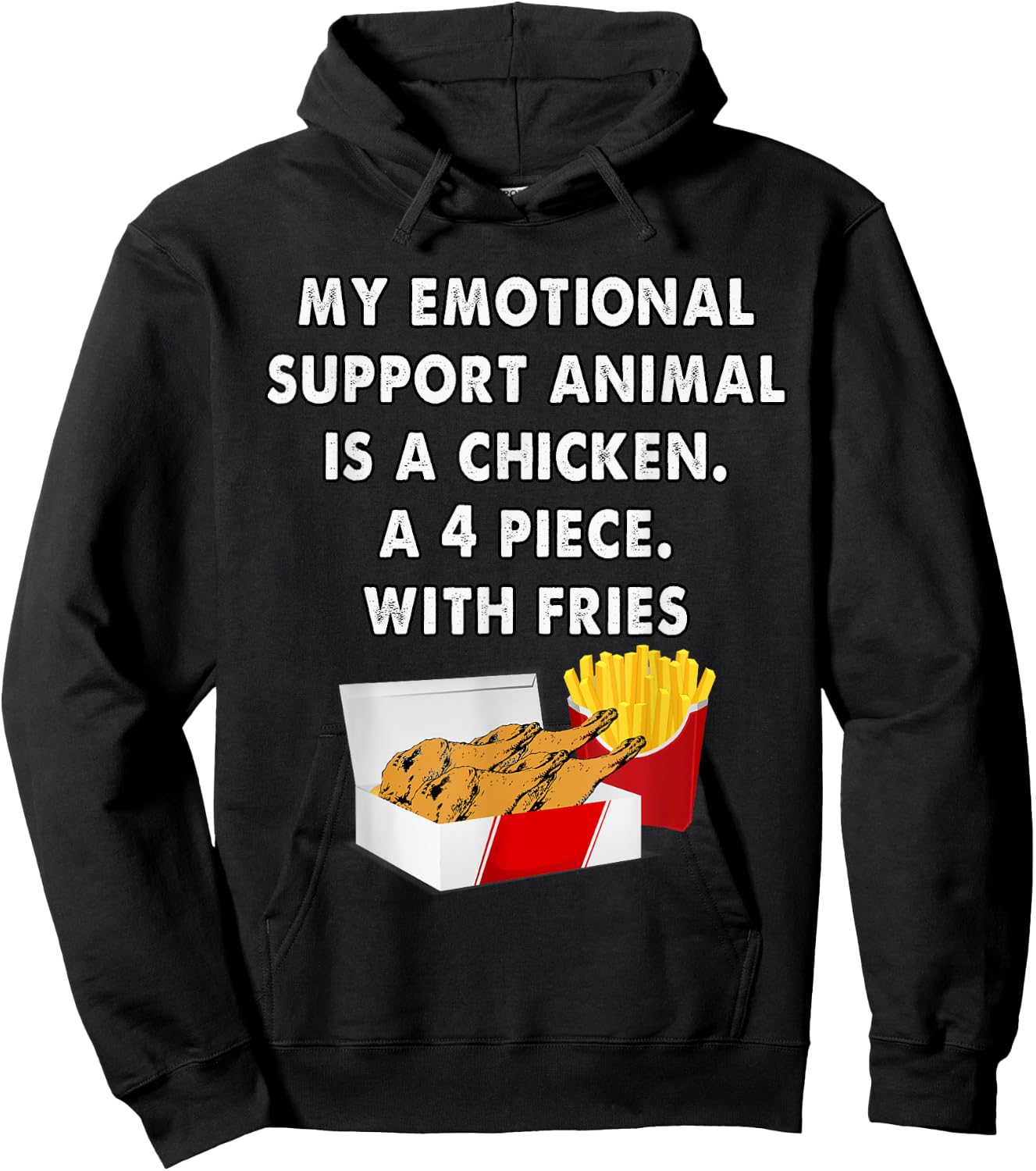 Funny Foodie Emotional Support Animal is Chicken Hoodie - Hoodie | Black