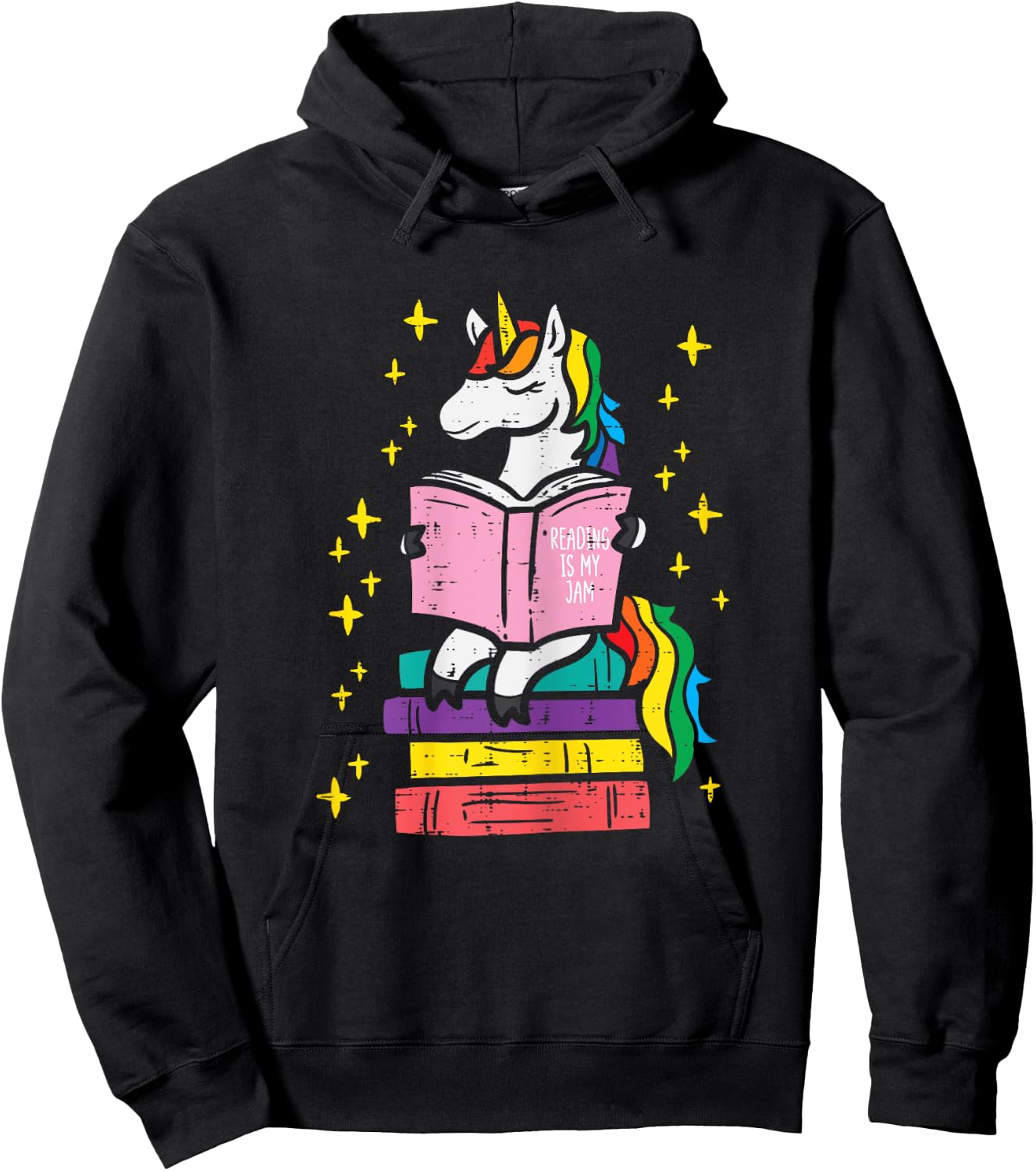 Reading Unicorn Cute Book Lover Bookworm Women Girls Hoodie - Hoodie | Black