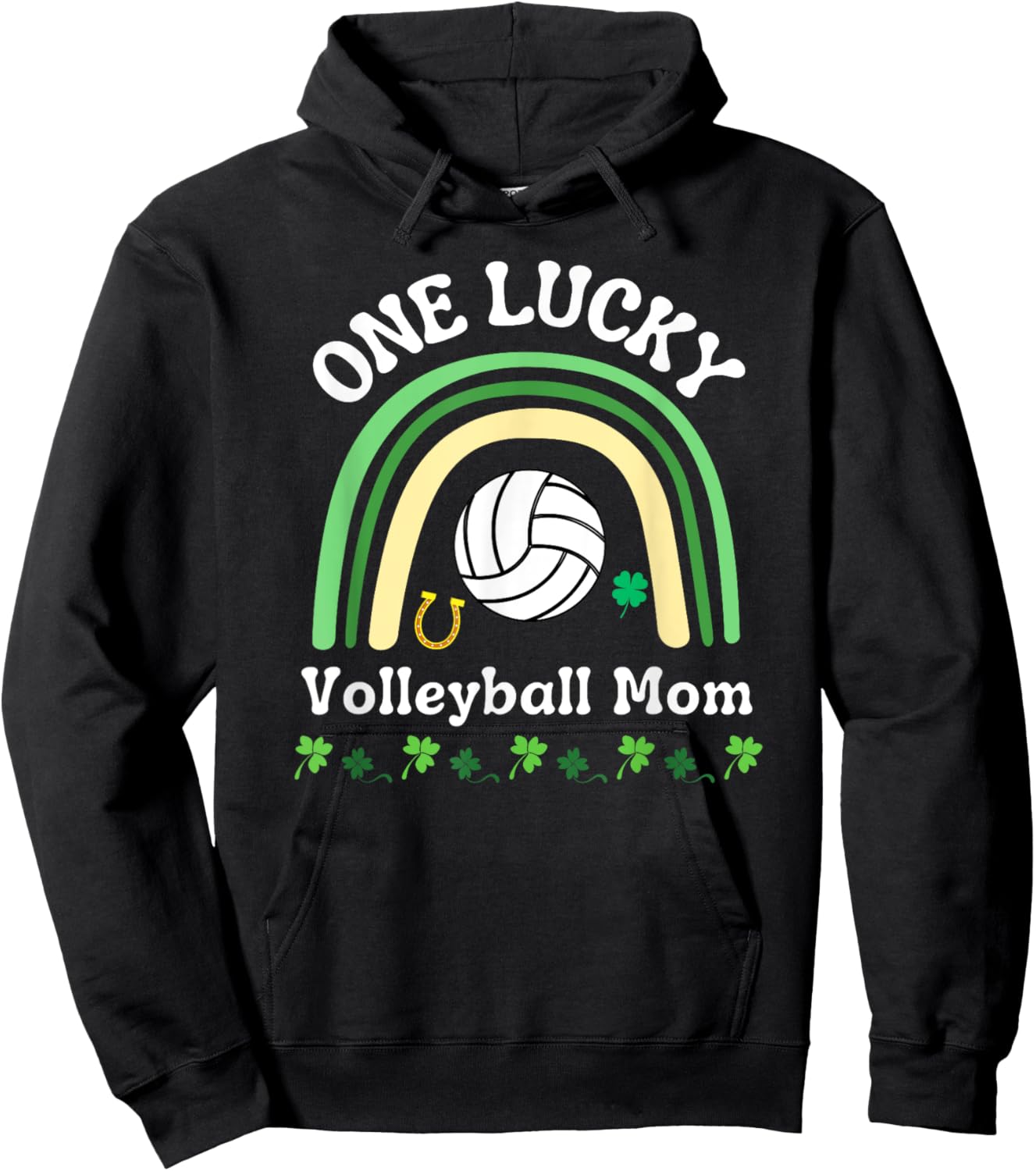 Volleyball Mom St Patrick's Day Irish Shamrock Hoodie - Hoodie | Black