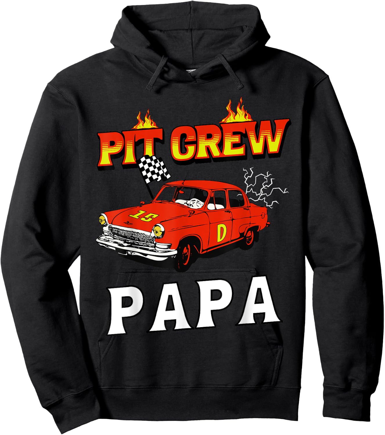 Pit Crew Papa Racing Car Family Matching Birthday Party Hoodie - Hoodie | Black
