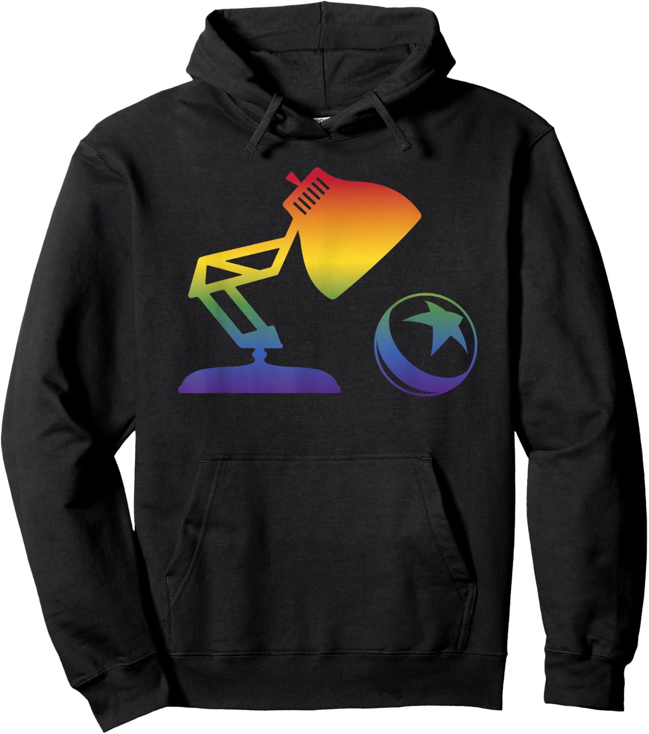 Disney Pixar Rainbow Spectrum Big Pixar Lamp Logo Hoodie - Hoodie | Black