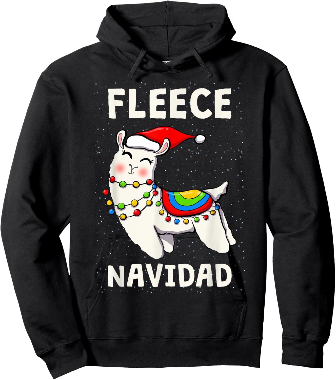 Cute Fleece Navidad Llama Christmas Xmas Men Women Kids Hoodie - Hoodie | Black