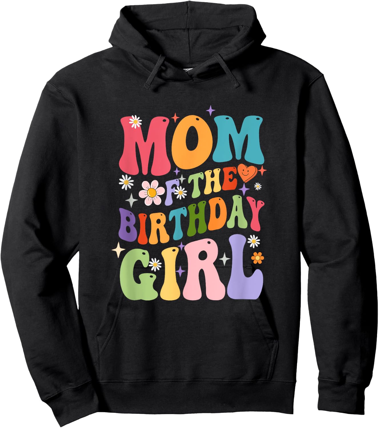 Mom Of The Birthday Girl Groovy Party 1St Birthday Girl Hoodie - Hoodie | Black