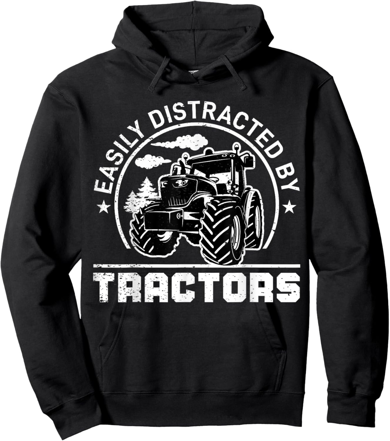 Easily Distracted By Tractors Funny Farm Tractor Enthusiast Hoodie - Hoodie | Black