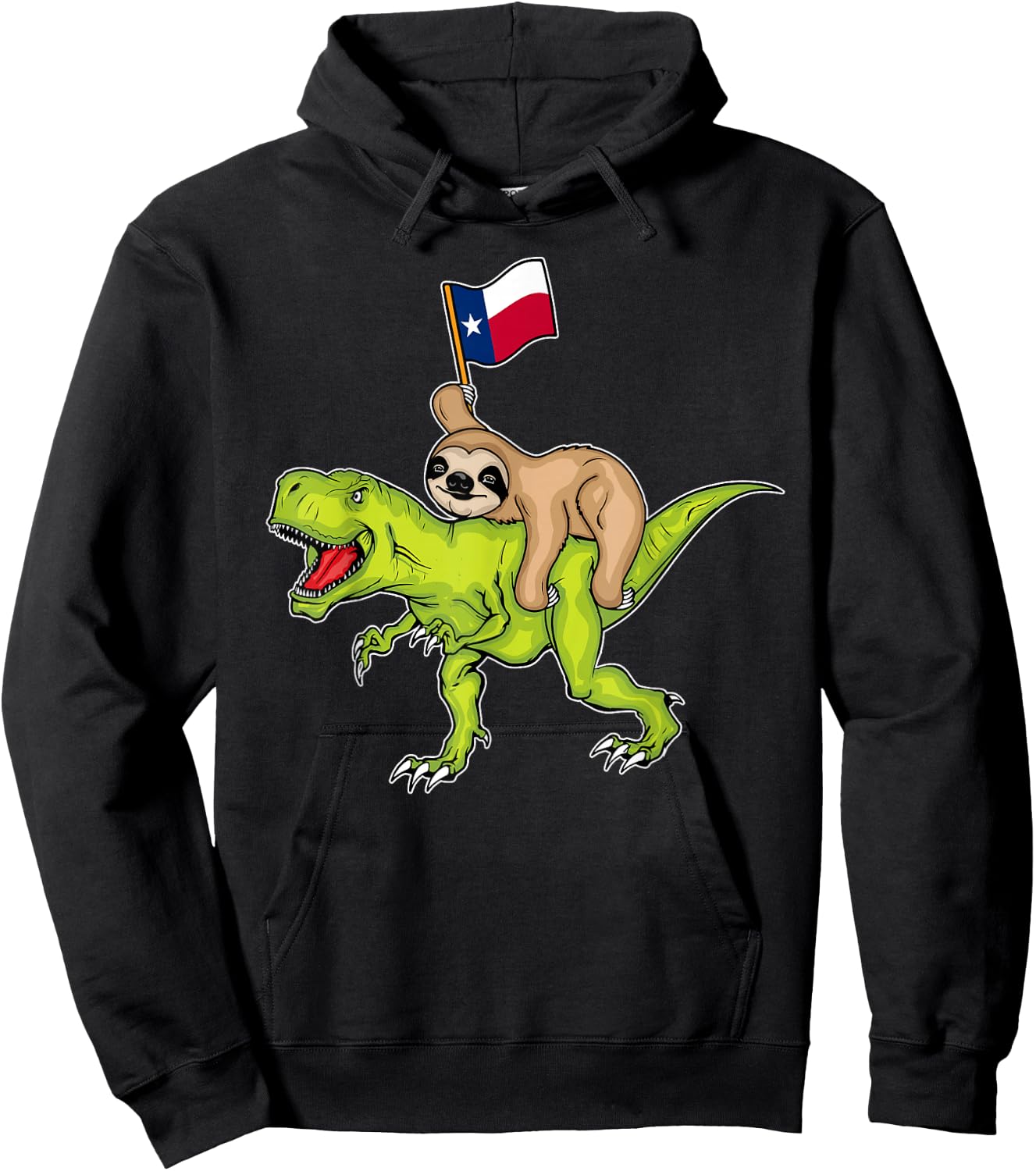 Texas Flag Dinosaur Sloth Lover Kids USA Texas Hoodie - Hoodie | Black