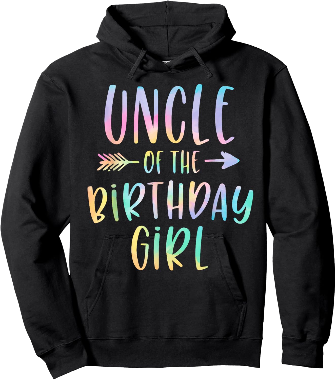 Uncle of the Birthday Girl Tie Dye Colorful Bday Hoodie - Hoodie | Black