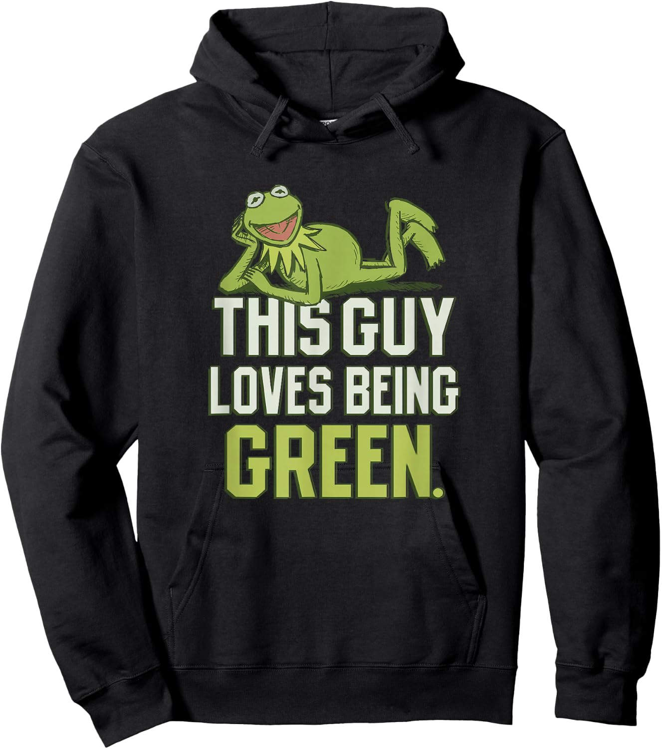 Disney The Muppets This Guy Loves Being Green Retro Kermit Hoodie - Hoodie | Black