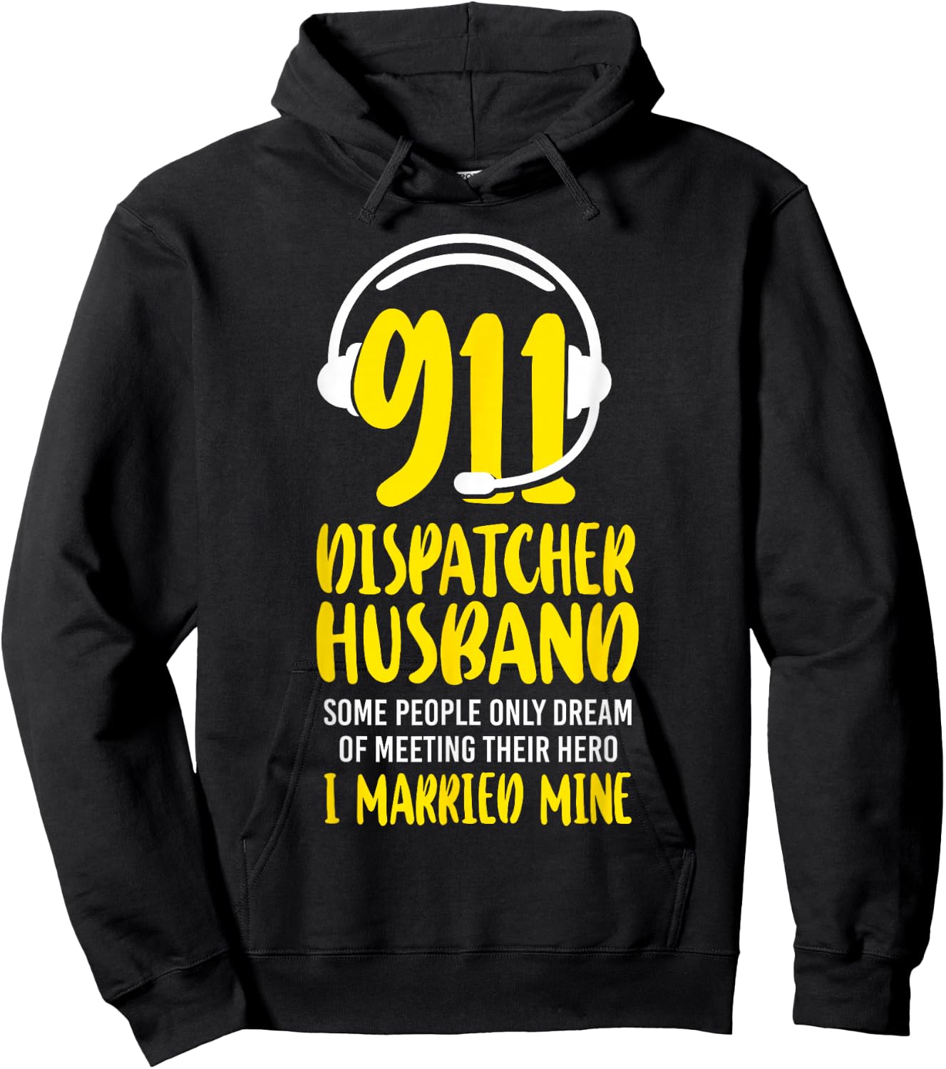 911 Dispatcher Thin Gold Yellow Line Husband Wife 911 Hoodie - Hoodie | Black