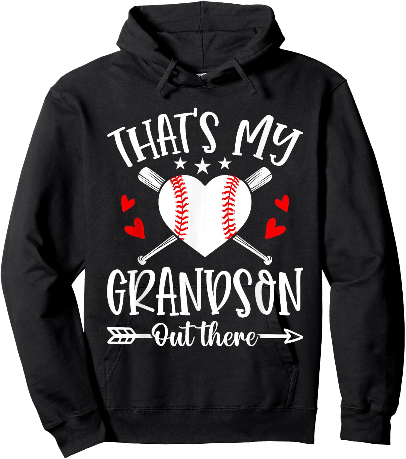 That's My Grandson Out There Baseball Grandma Hoodie - Hoodie | Black