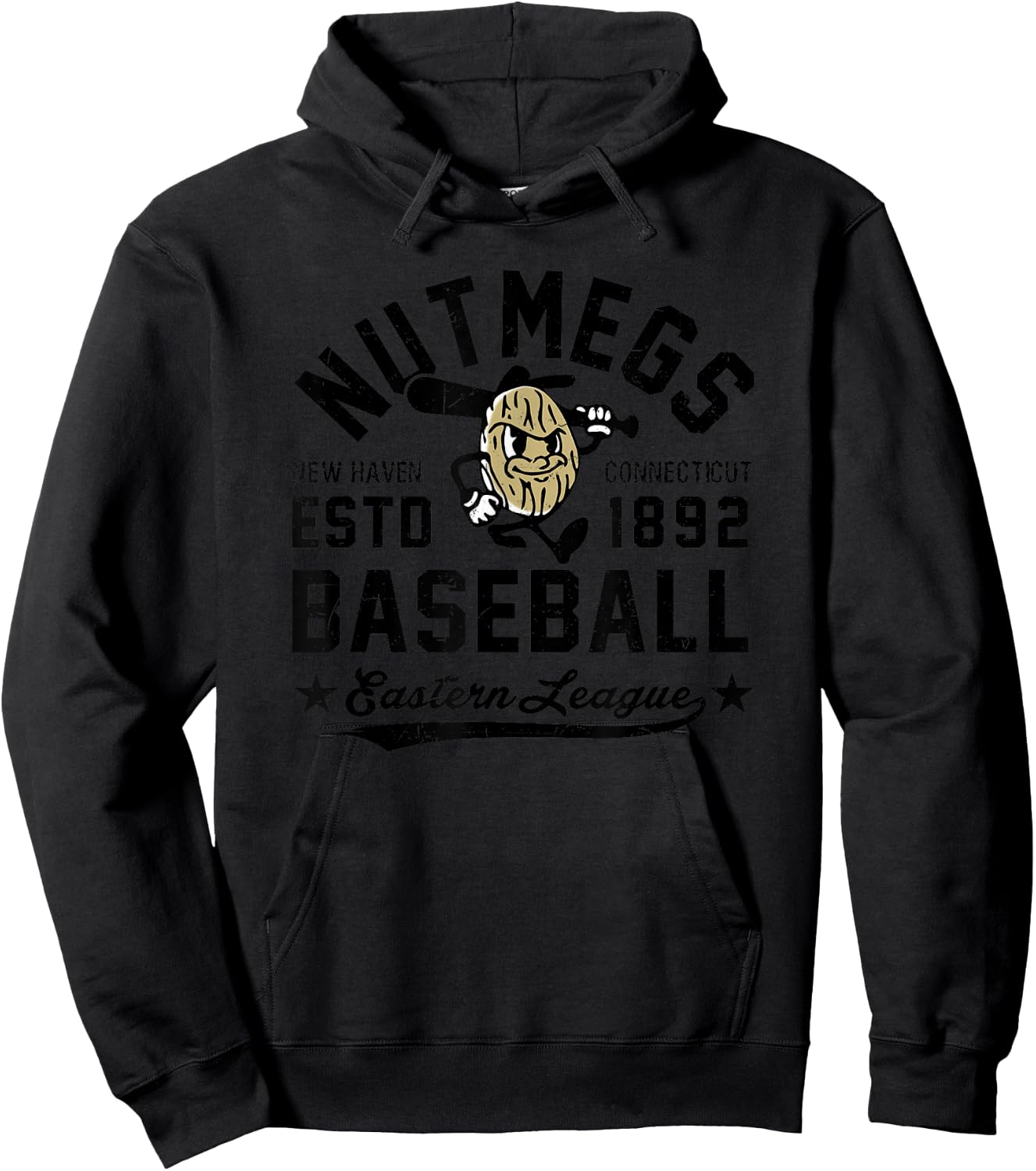 New Haven Nutmegs Connecticut Vintage Defunct Baseball Hoodie - Hoodie | Black