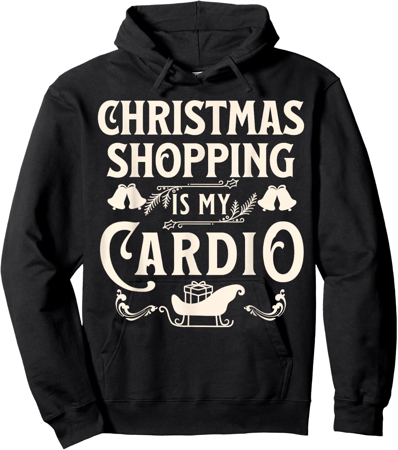 Funny Christmas Shopping Is My Cardio Shopaholic Xmas Hoodie - Hoodie | Black