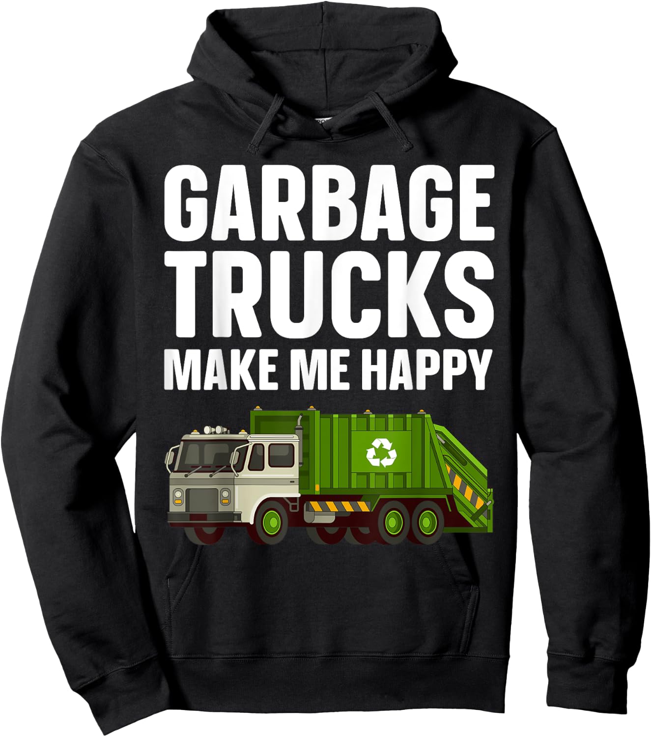 Funny Garbage Truck Art For Toddler Boys Dump Garbage Trucks Hoodie - Hoodie | Black