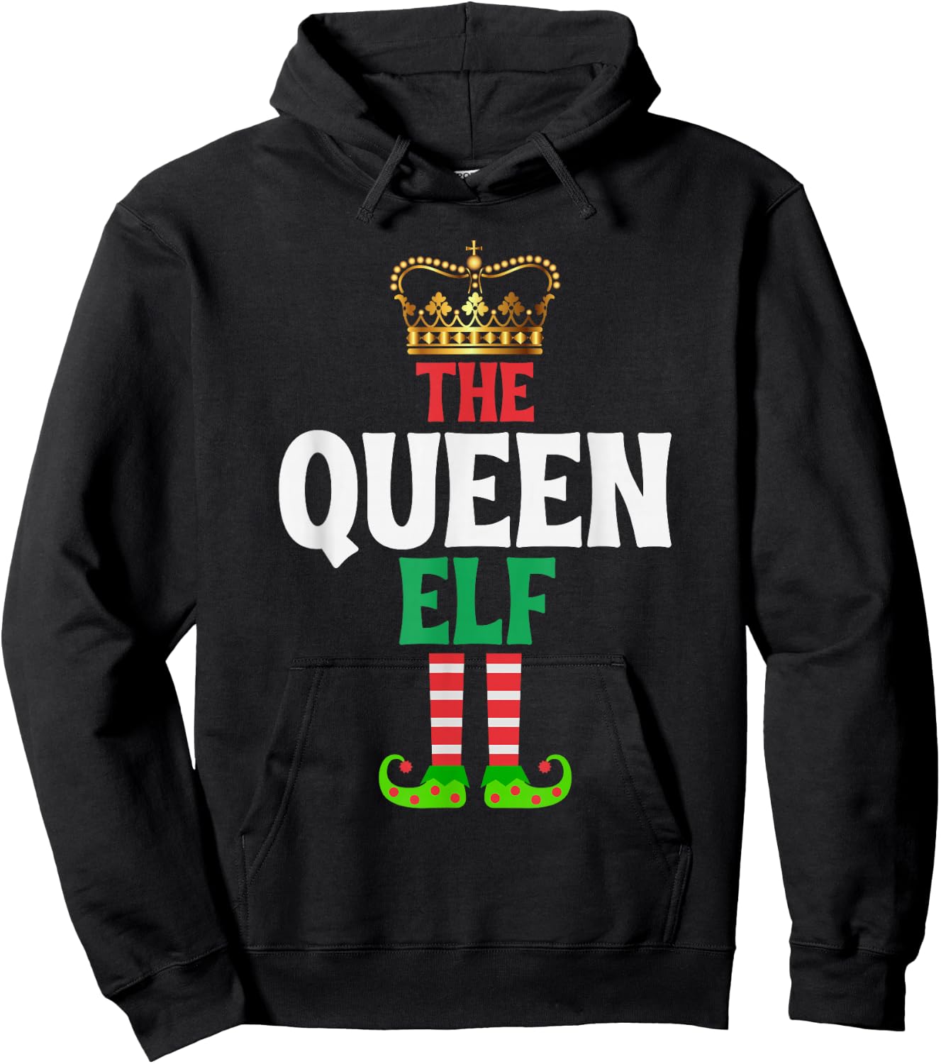 The Queen Elf - Funny Matching Family Group Christmas Hoodie - Hoodie | Black