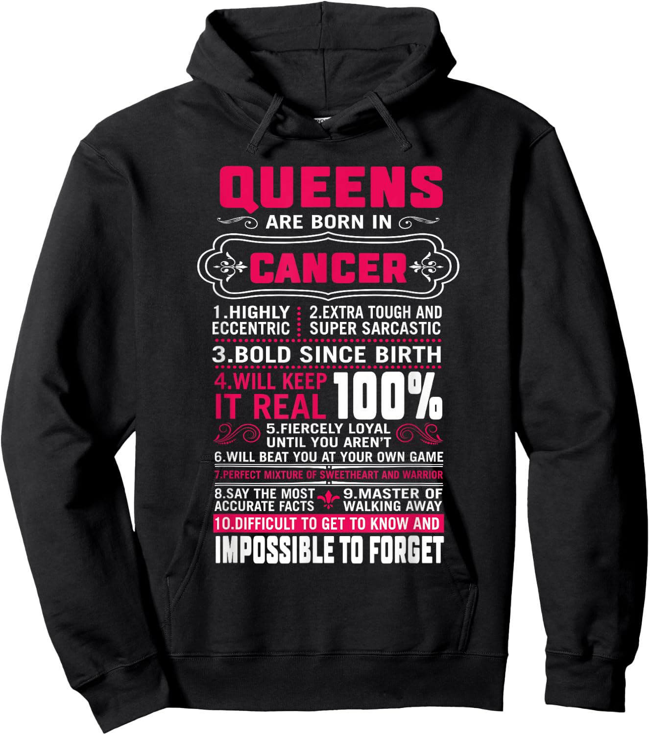 Queens Are Born In Cancer Women June July Birthday Hoodie - Hoodie | Black