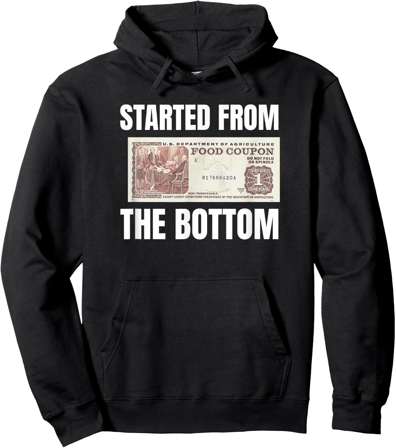 Started At The Bottom Funny Food Stamp 80's 90's kids Know Hoodie - Hoodie | Black
