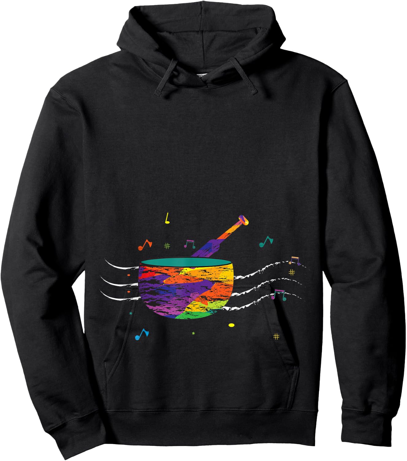 Music Lover, Colorful Singing Bowl, Sound Love, Singing Bowl Hoodie - Hoodie | Black