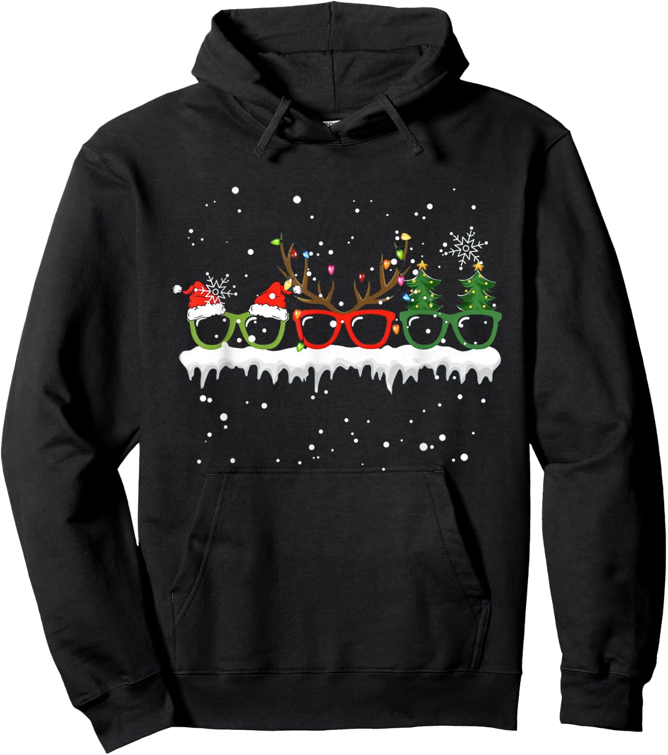 Optometrist Christmas Tree Glasses Costume Santa Optometry Hoodie - Hoodie | Black