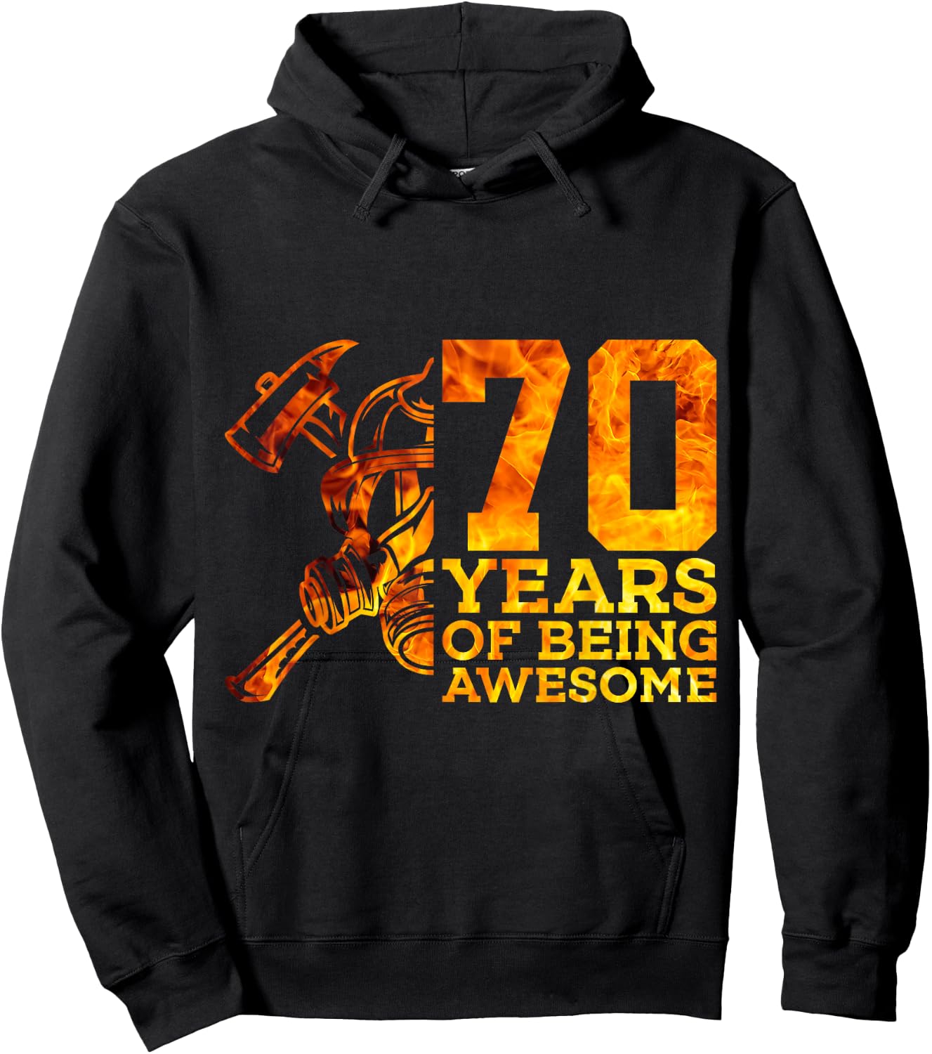 70 Years of Being Awesome Firefighter 70th Birthday Hoodie - Hoodie | Black