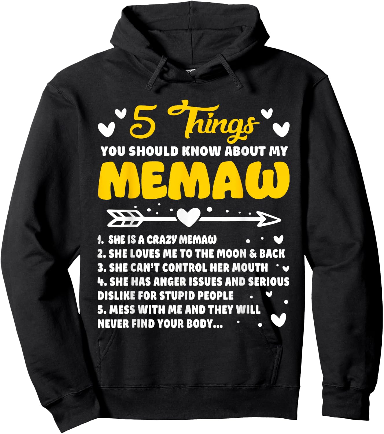 5 Things You Should Know About My Memaw Funny Grandma Hoodie - Hoodie | Black