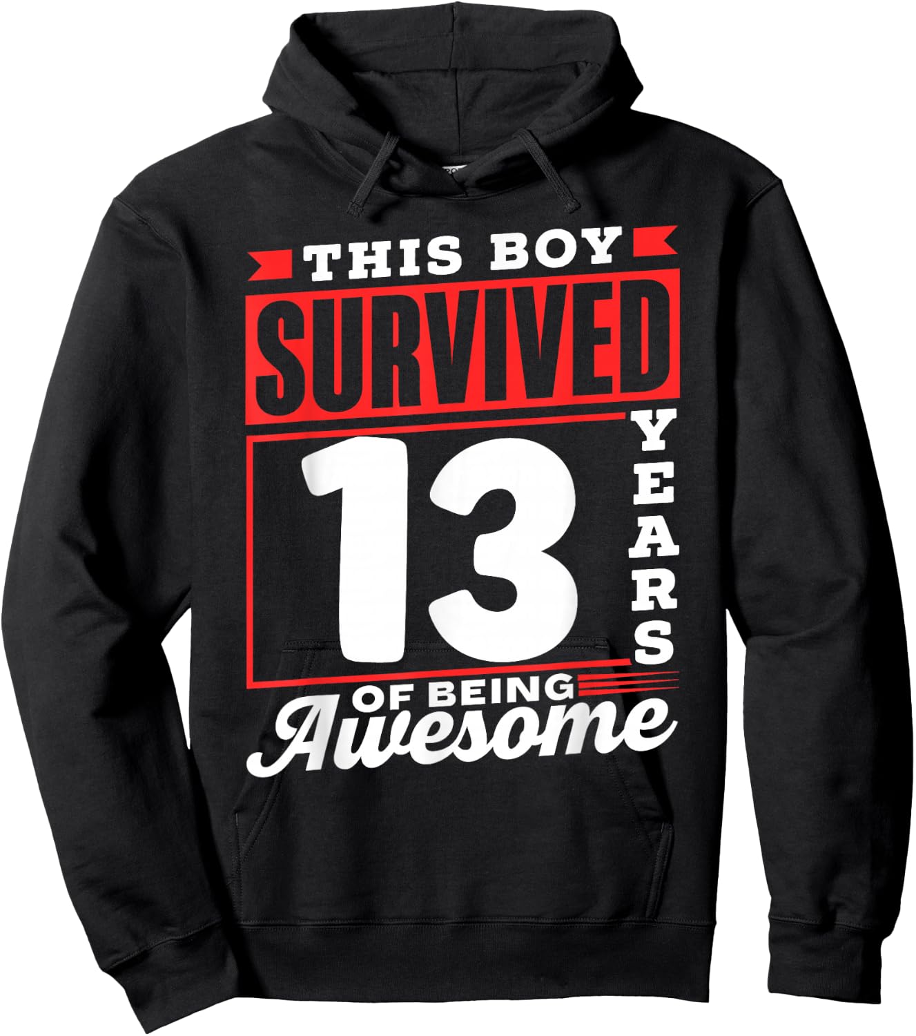 This Boy Survived 13 Years Of Being Awesome Boys Birthday Hoodie - Hoodie | Black