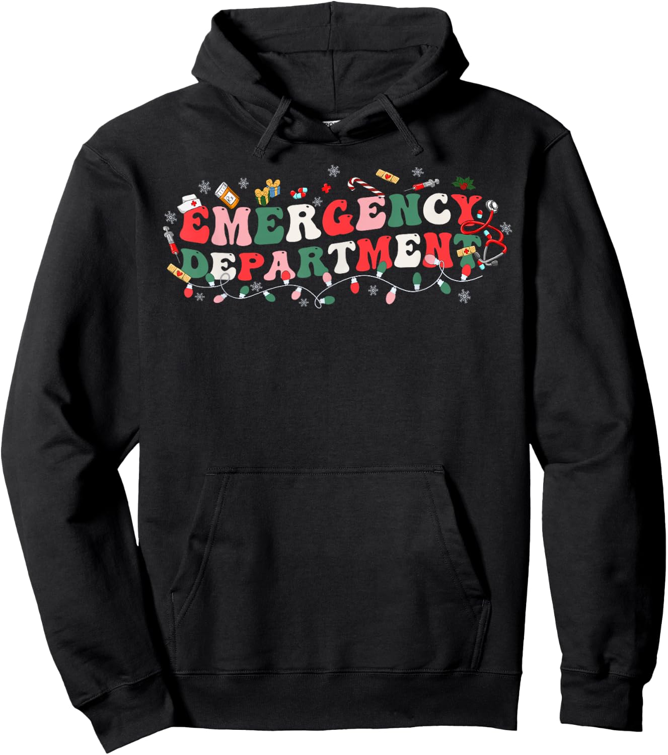 Emergency Department ER Nurse Christmas Ed Nurse Tech Hoodie - Hoodie | Black