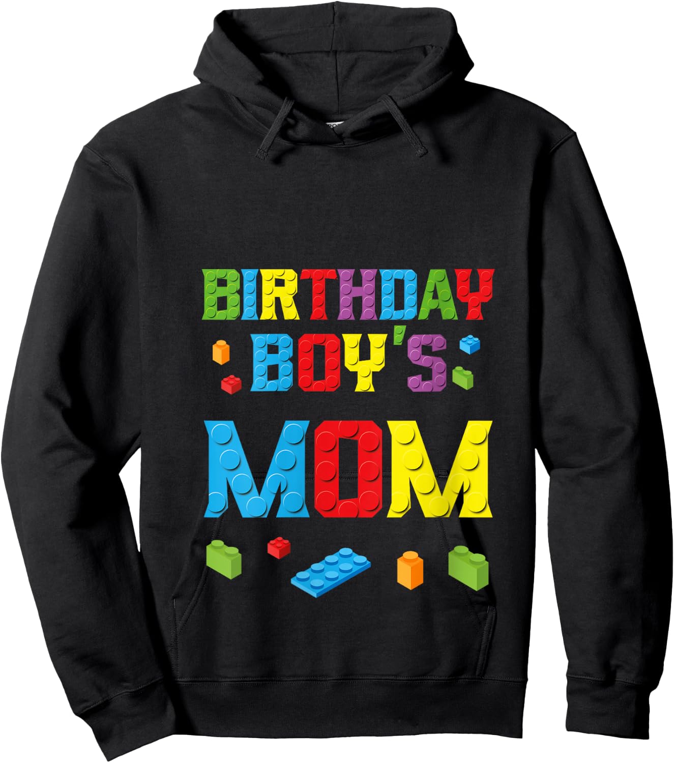 Master Builder Birthday Boy's Mom Building Bricks Blocks V-Neck Hoodie - Hoodie | Black