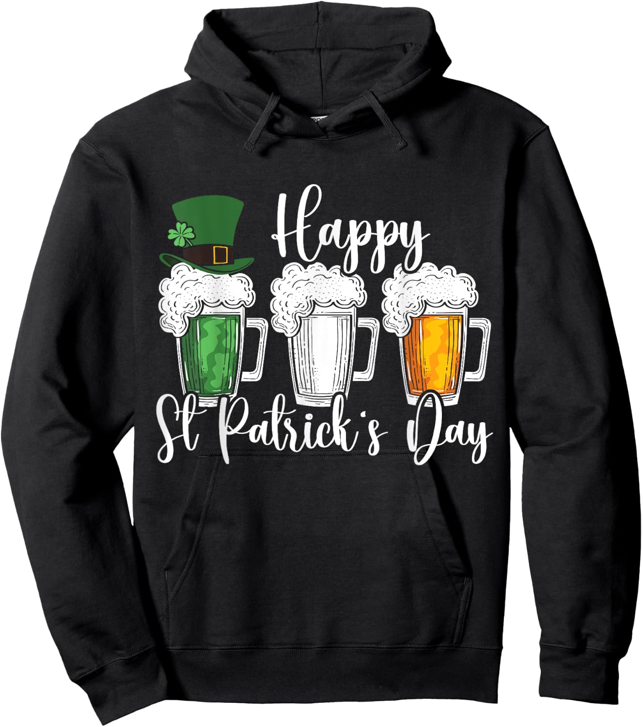 St Patrick's Day Beer Irish Flag Shamrock St. Patty's Day Hoodie - Hoodie | Black