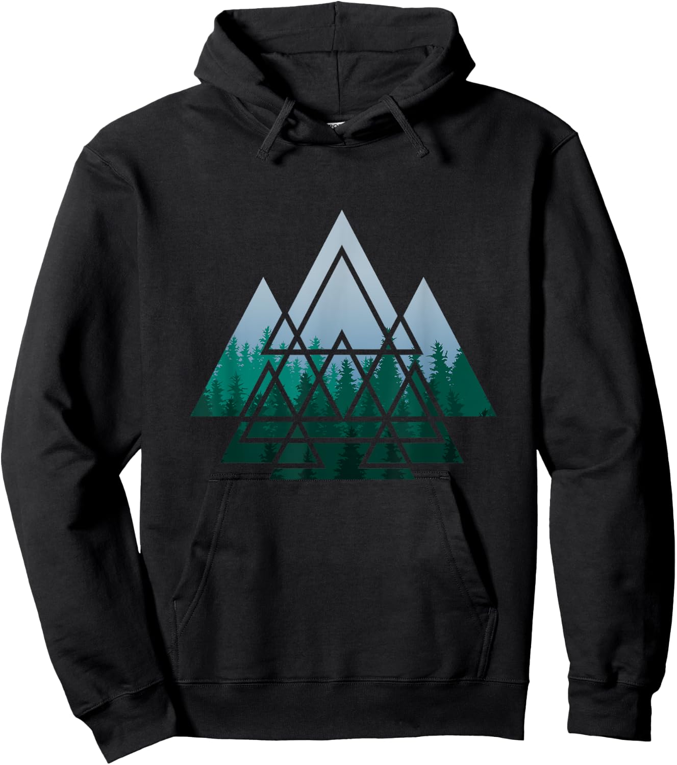 Sacred Geometry Triangles Forest Geometrical Spirituality Hoodie - Hoodie | Black