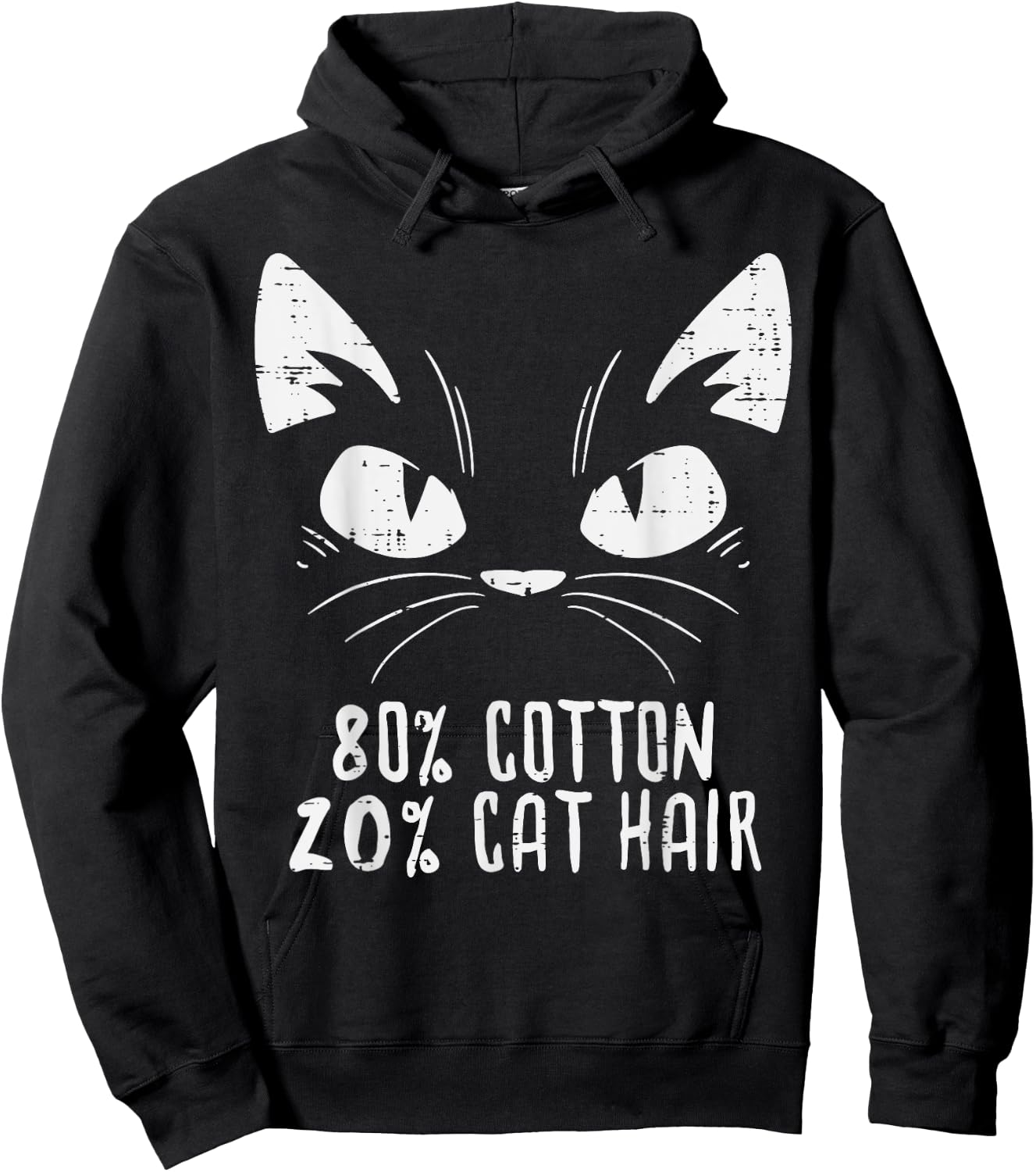 Black Cat Face 80% Cotton 20% Hair Kitten Feline Pet Lover Women Girls Kids Hoodie - Hoodie | Black