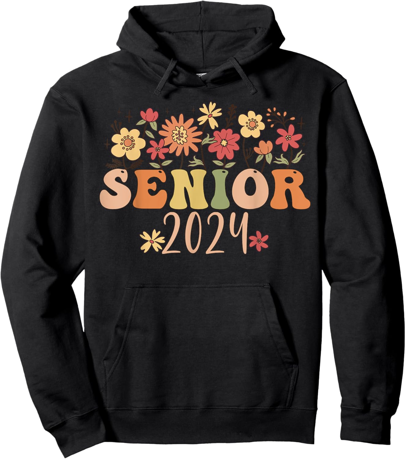 Senior 2024 Groovy Retro Class of 2024 Graduation Hoodie - Hoodie | Black