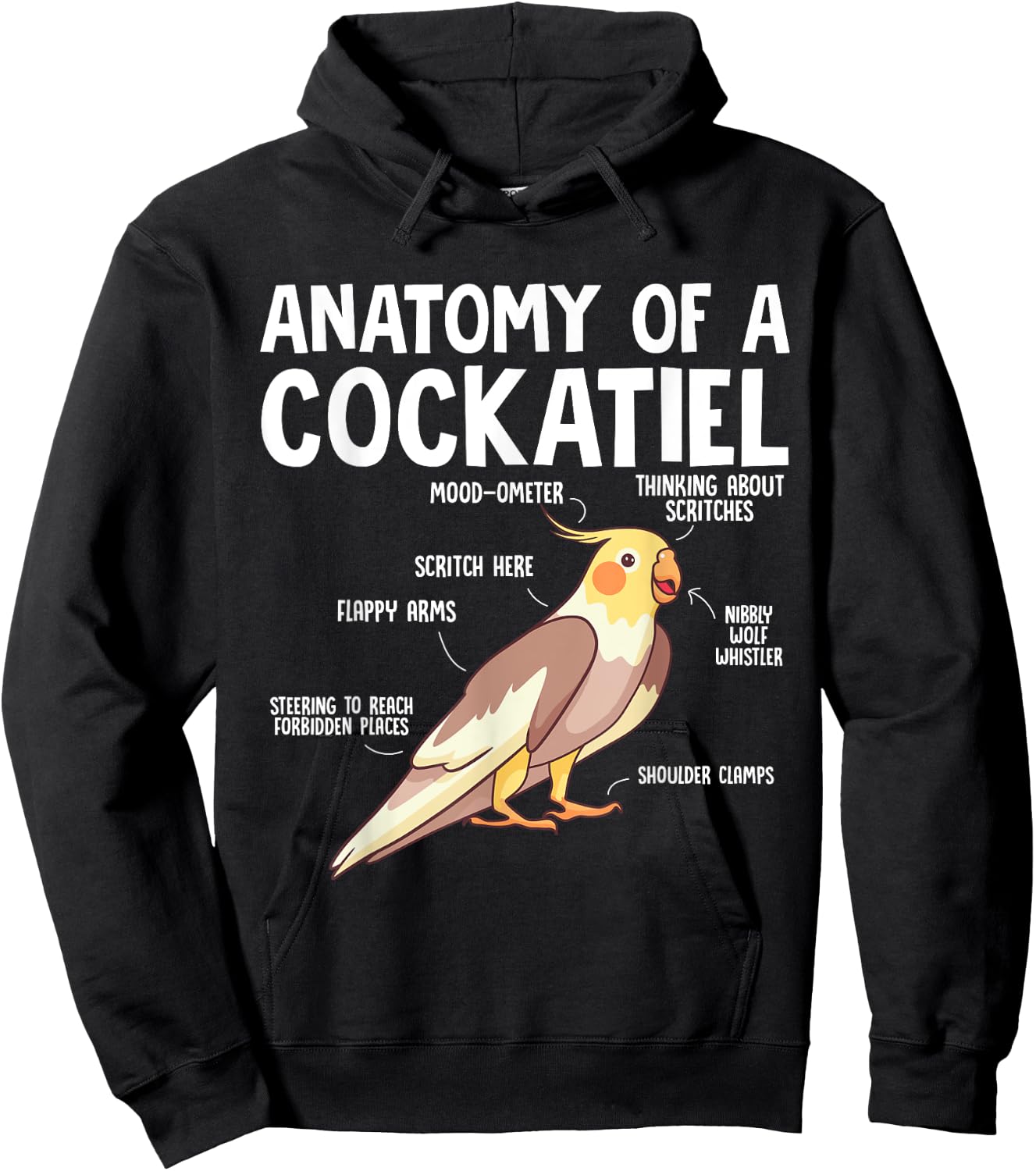 Cockatiel Parrot Bird Anatomy Of A Cockatiel Hoodie - Hoodie | Black
