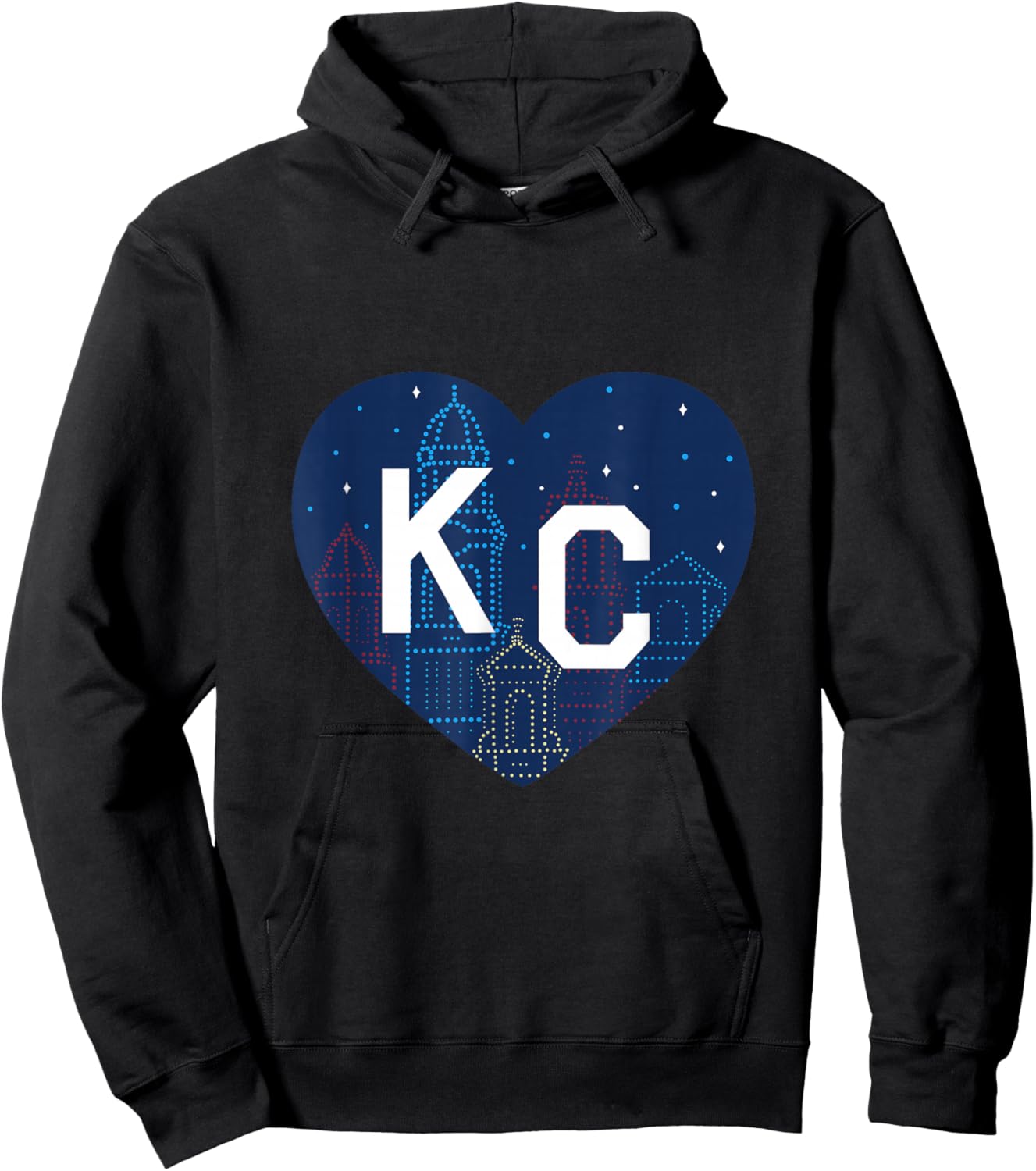 Kansas City KC Plaza Lights Heart Hoodie - Hoodie | Black