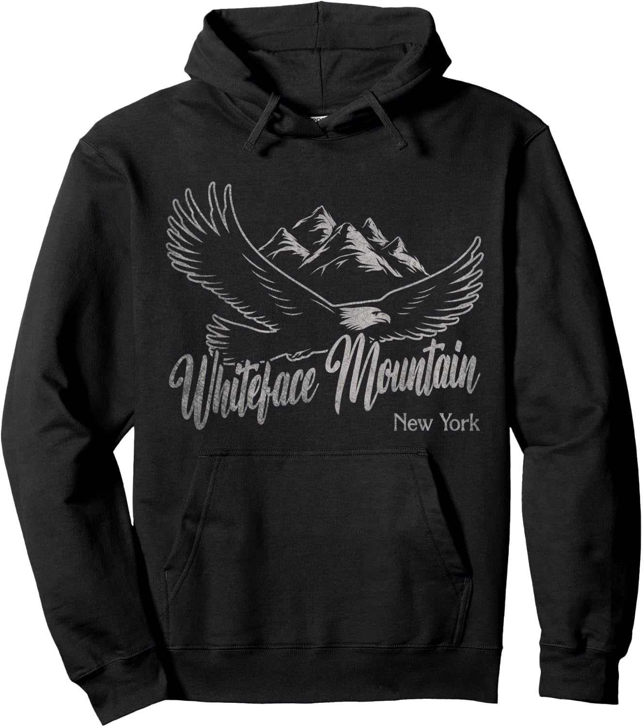 Vintage Whiteface Mountain New York Mountains Eagle Hoodie - Hoodie | Black