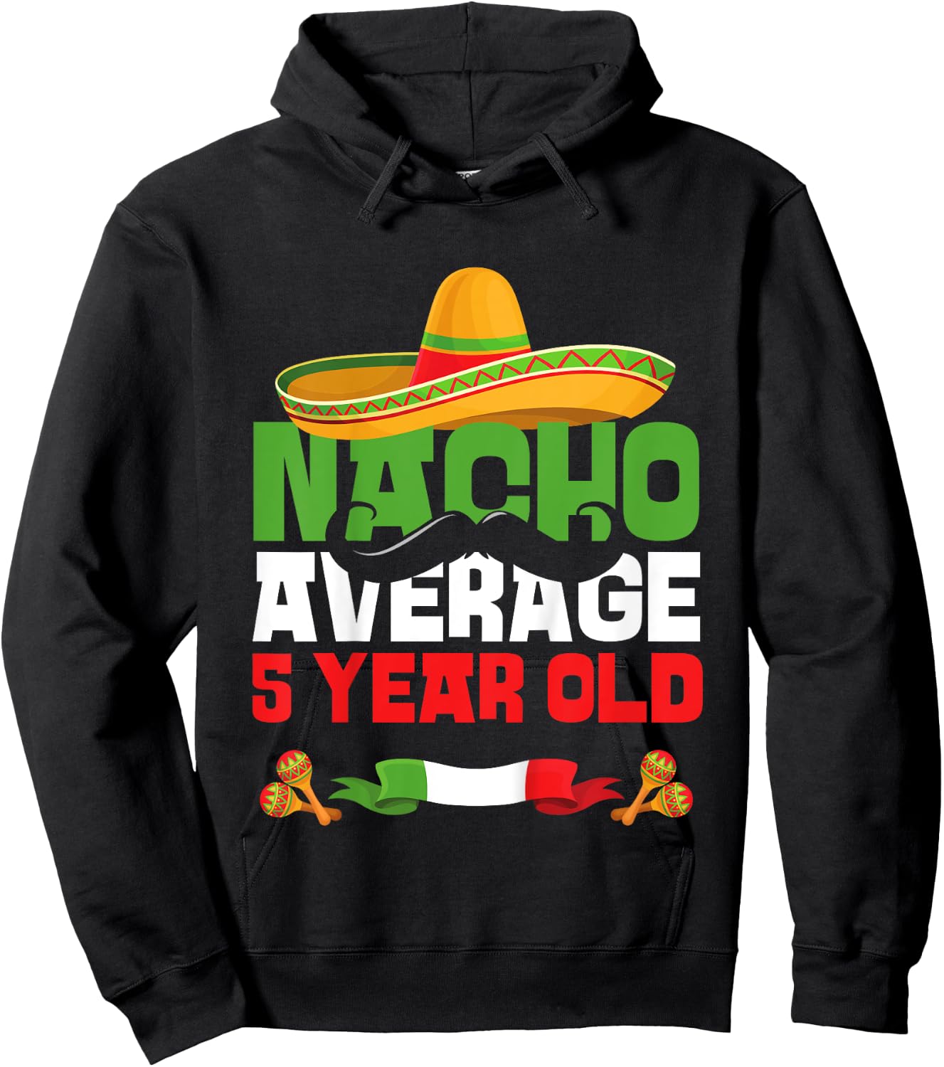 Kids 5 Year Old Mexican Fiesta 5th Birthday Party Cinco De Mayo Hoodie - Hoodie | Black