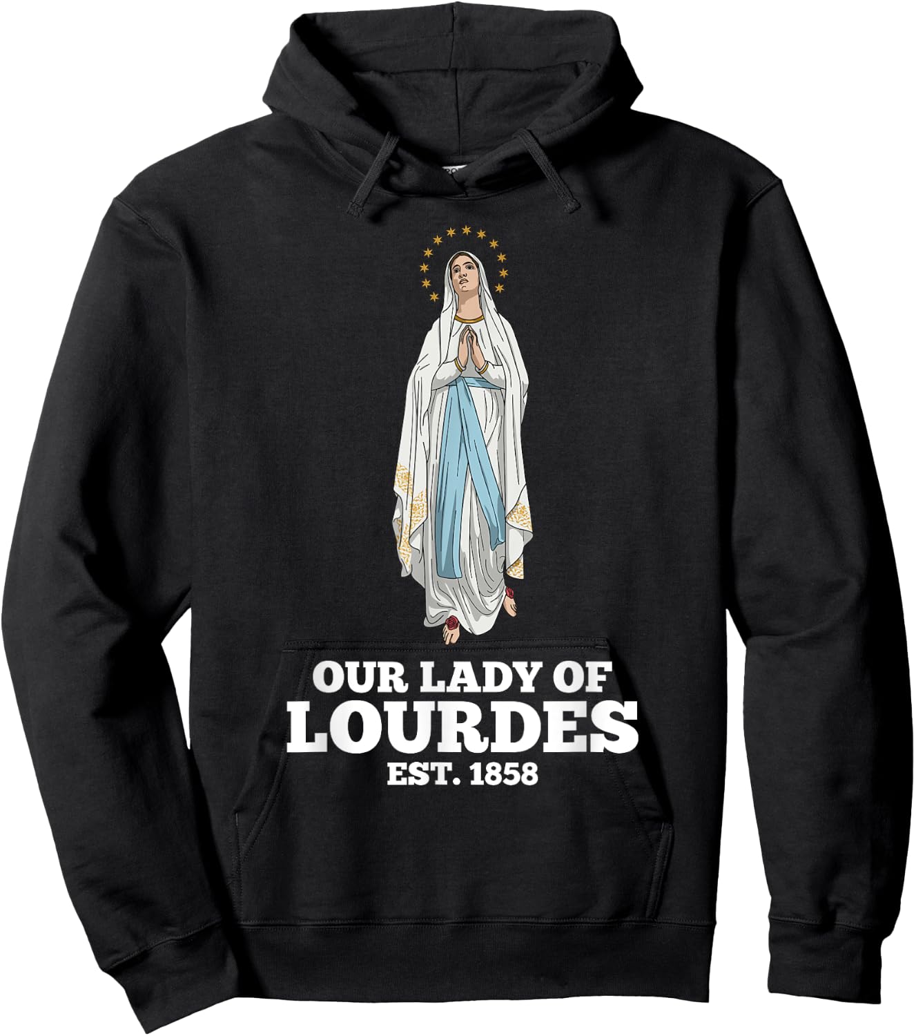 Our Lady of Lourdes 1858 Marian Pilgrimage Catholic Hoodie - Hoodie | Black