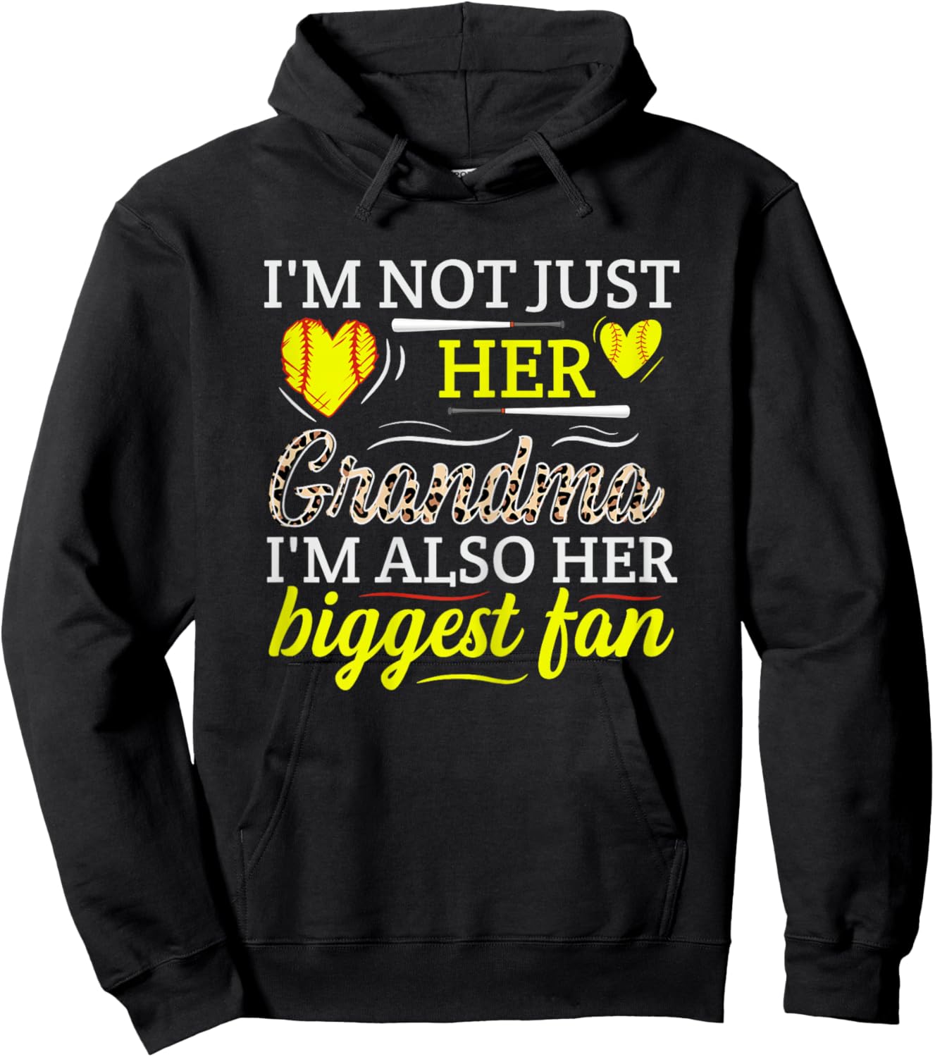Softball Sport Family Support Design for a Softball Grandma Hoodie - Hoodie | Black