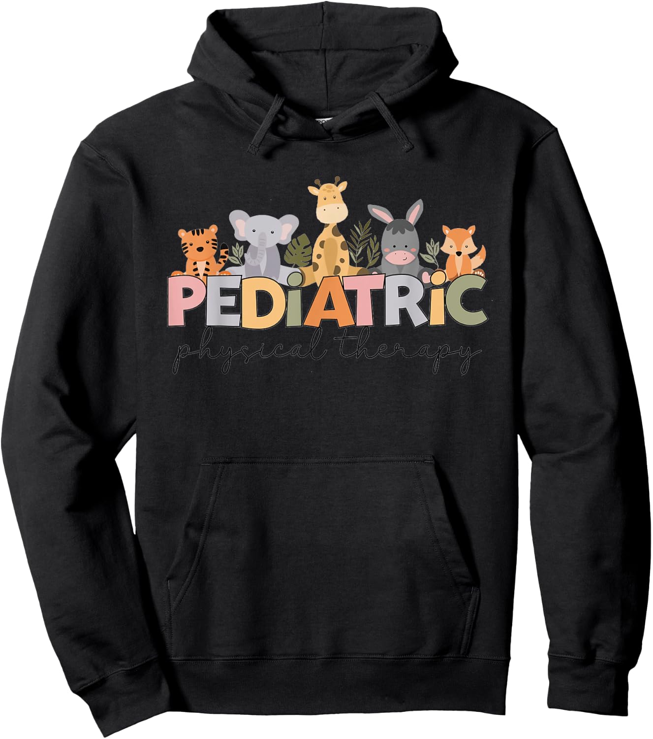 Pediatric Physical Therapy Therapist PT Crew Safari Animals Hoodie - Hoodie | Black