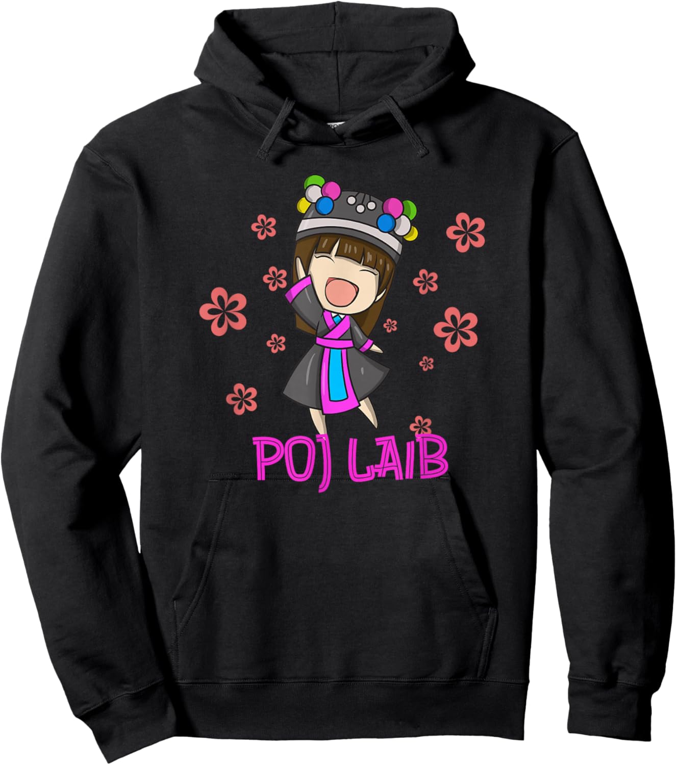 Hmong Girl Miao Woman Hmoob Ethnic Sister Poj Laib Hoodie - Hoodie | Black