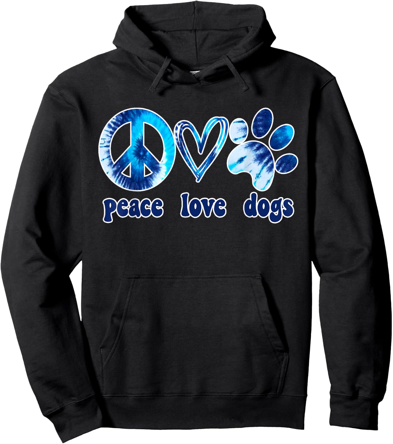 Dog Love Shirt Dog Mom Dog Dads Gift Peace Love Dogs Tie Dye Hoodie - Hoodie | Black