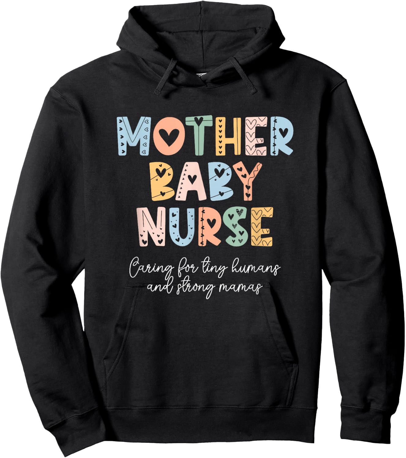 Cute Mother Baby Nurse Rainbow Postpartum Nurse Neonatal Hoodie - Hoodie | Black